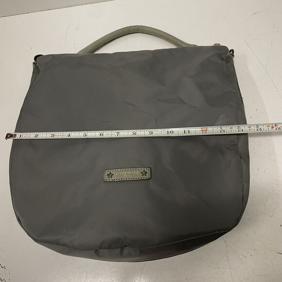 Liebeskind Berlin Leather Nylon Crossbody Shoulder Hand Bag Purse Gray Large - Picture 8 of 11